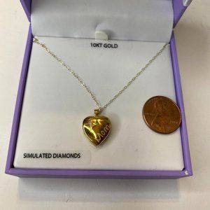10K Gold Mom Heart Locket Necklace